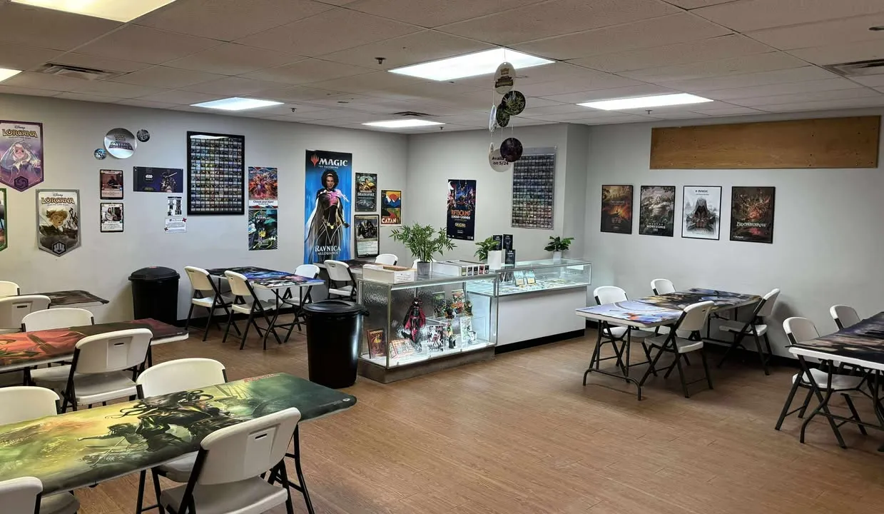 The play room at Born to Game Middletown, set up with tables